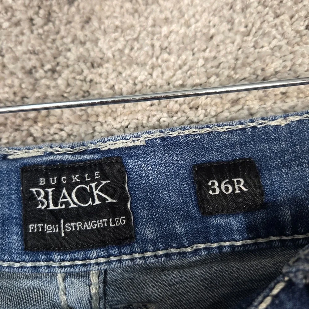 Buckle Black Fit No 11 jeans Mens Straight Blue stretch 36x32 (fit 36x30)